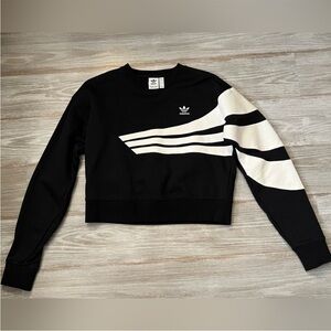Adidas Black and White Cropped Sweatshirt